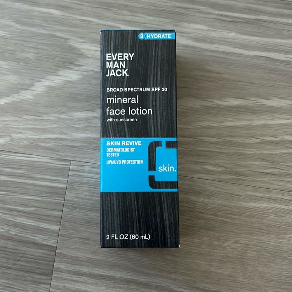 Every Man Jack Men's Mineral Face Lotion w/ Broad Spectrum SPF30 Sunscreen (NWT)